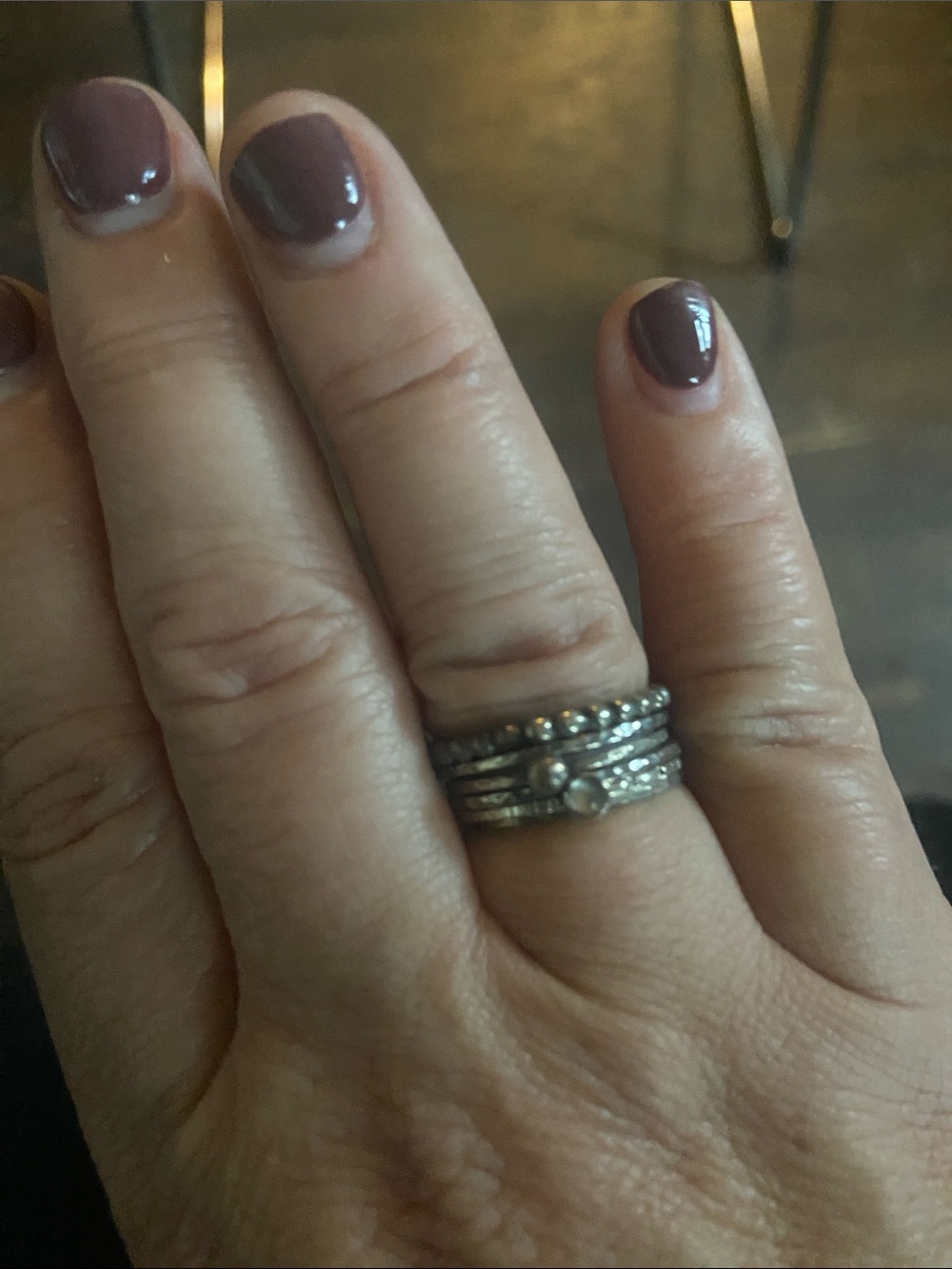 Stackable Women's Silver Textured Ring Set - Multi Band Accent Rings - set of 6